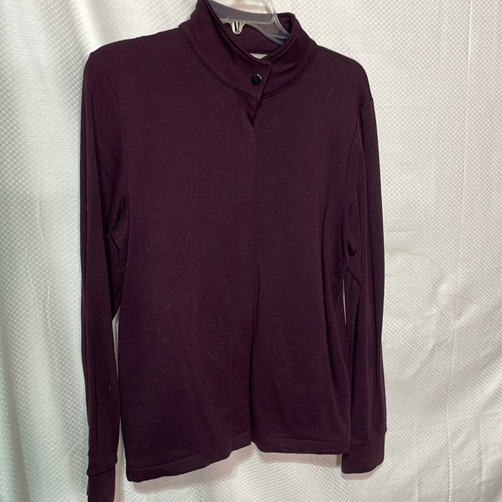 Kate Hill S burgundy wine front zip casual jacket unlined rayon wool blend euc
